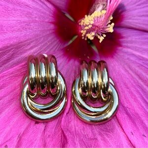 Givenchy Signed Vintage Clip On Door Knocker Earrings